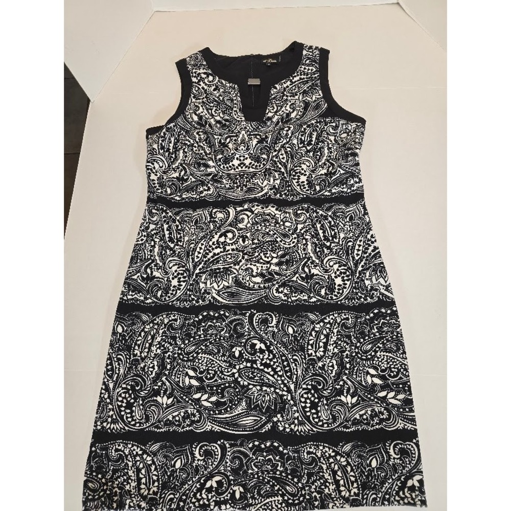 Phase Seven New York Black White Paisley Sleeveless Dress - Size 10
